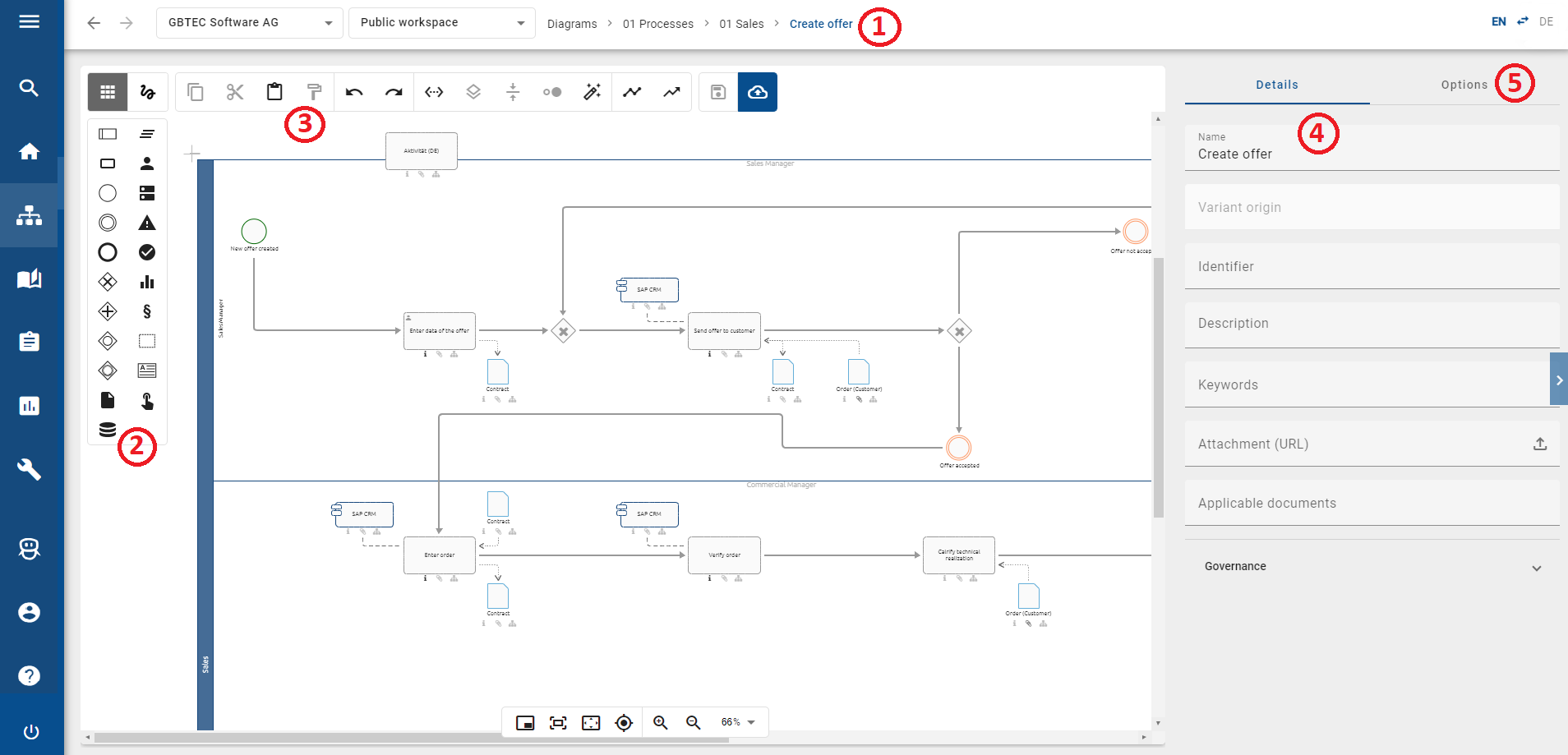 Here, the modeling area is displayed in the new user interface.